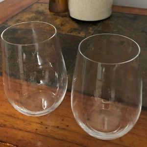 Stemless Wine Glasses made in Germany by Riedel. Used by Cheating Wife & Lover.